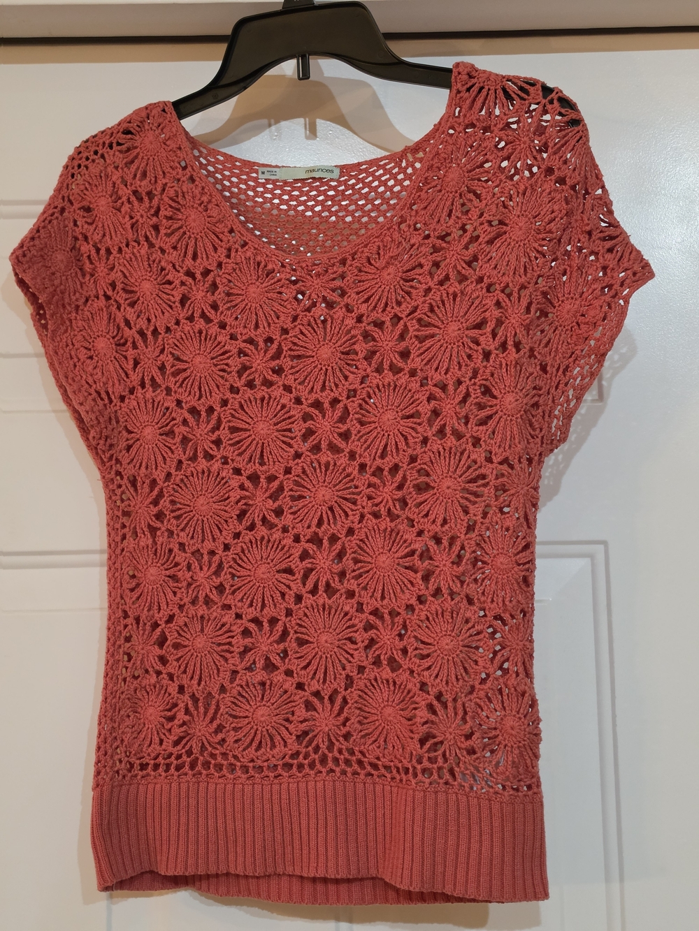 Maurices Coral Crochet Short Sleeve Camisole